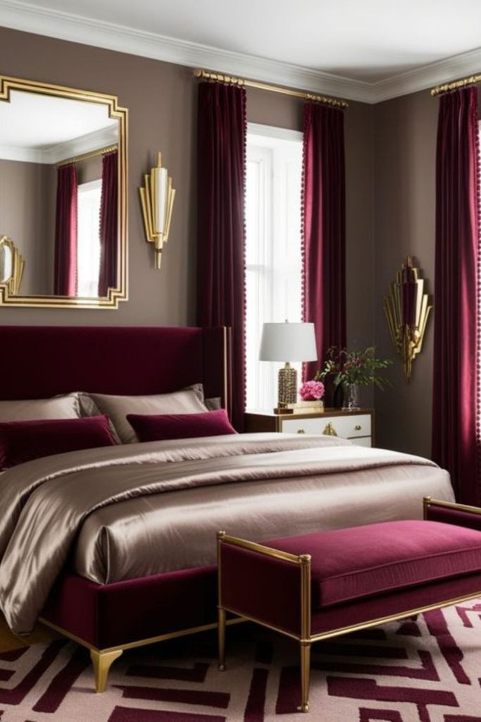 Deep wine burgundy suite with luxury.