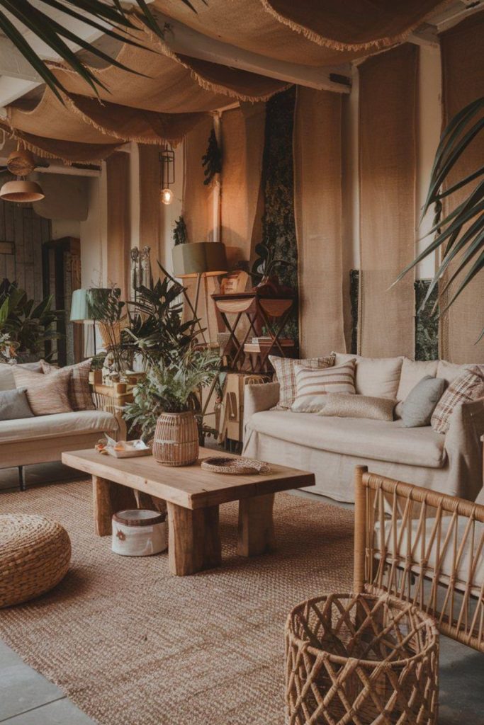 Driftwood walls cozy ambient lighting interior.