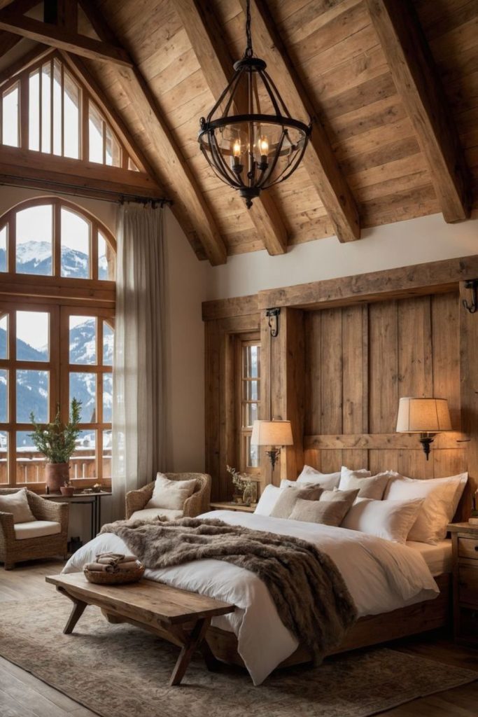 Emberwood Luxe Chalet ember-toned chalet bedroom interior