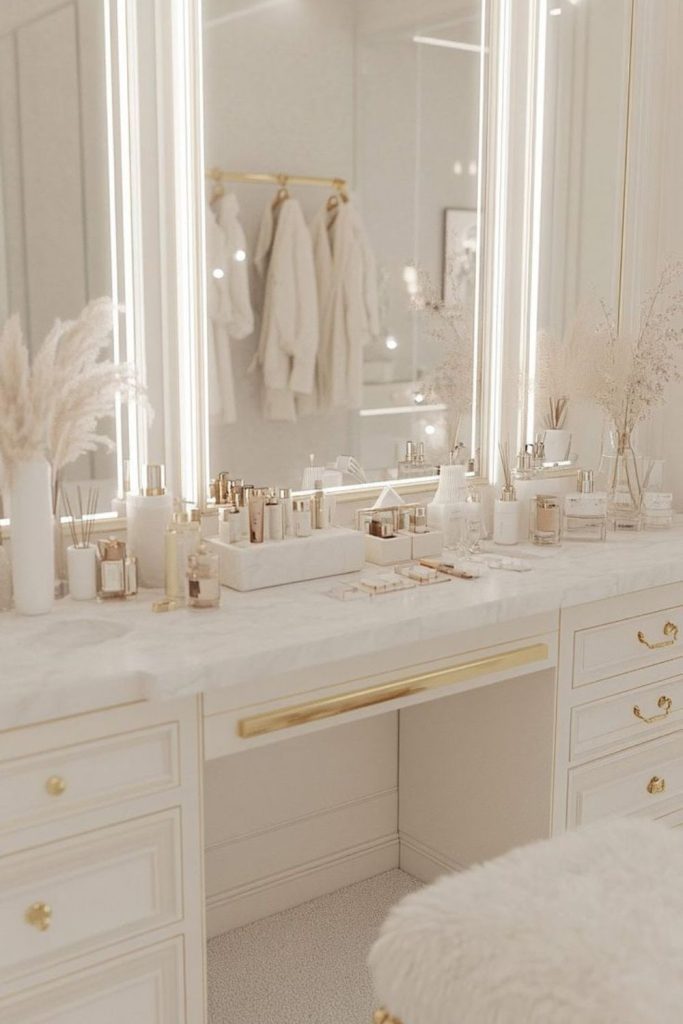 Airy ethereal white vanity design