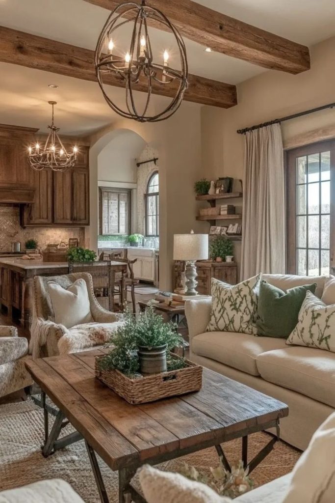 Elegant farmhouse cozy warm interior