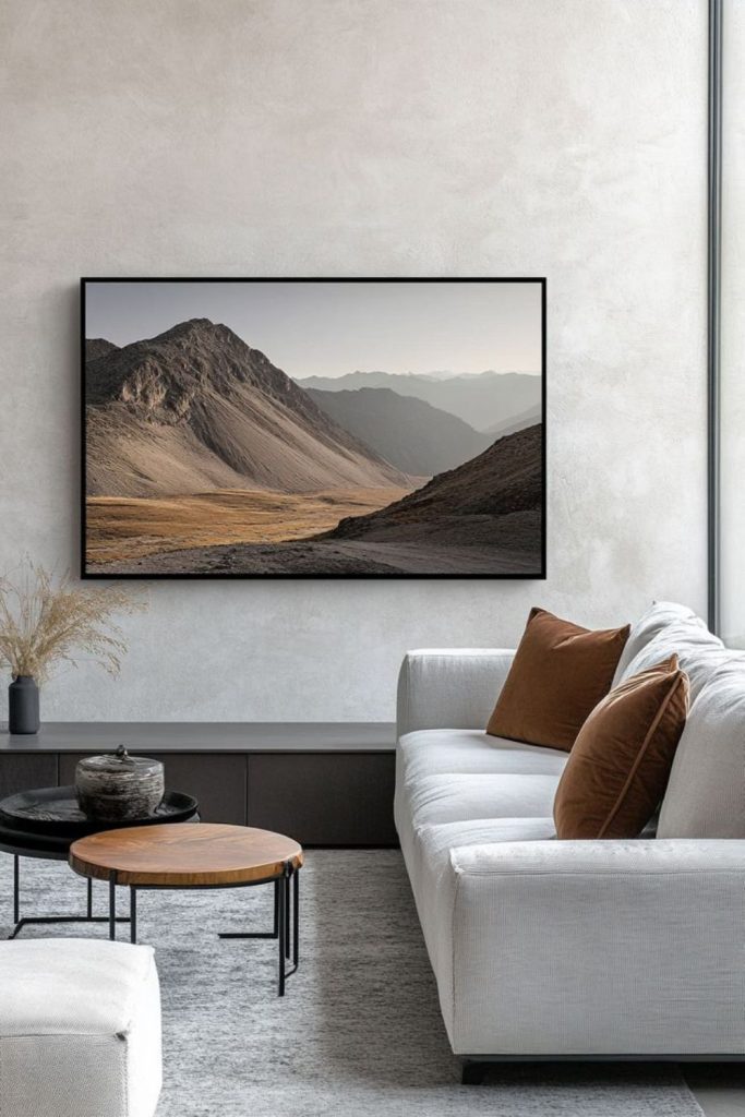 TV floating framed wall ambient lighting.