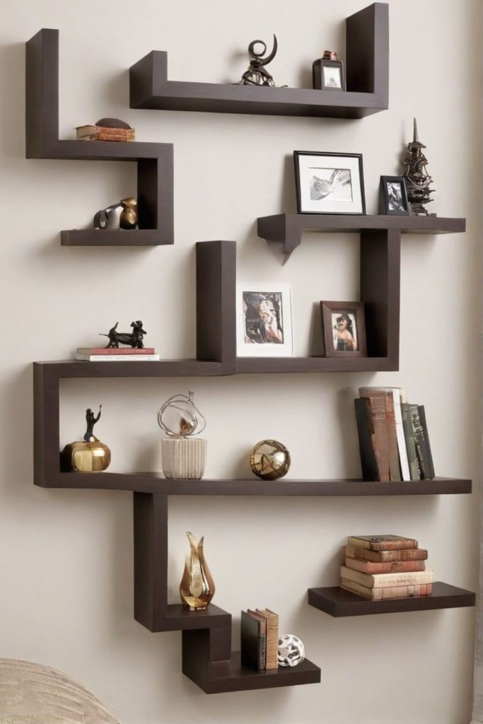 Crystalline geode shelves with prismatic reflections