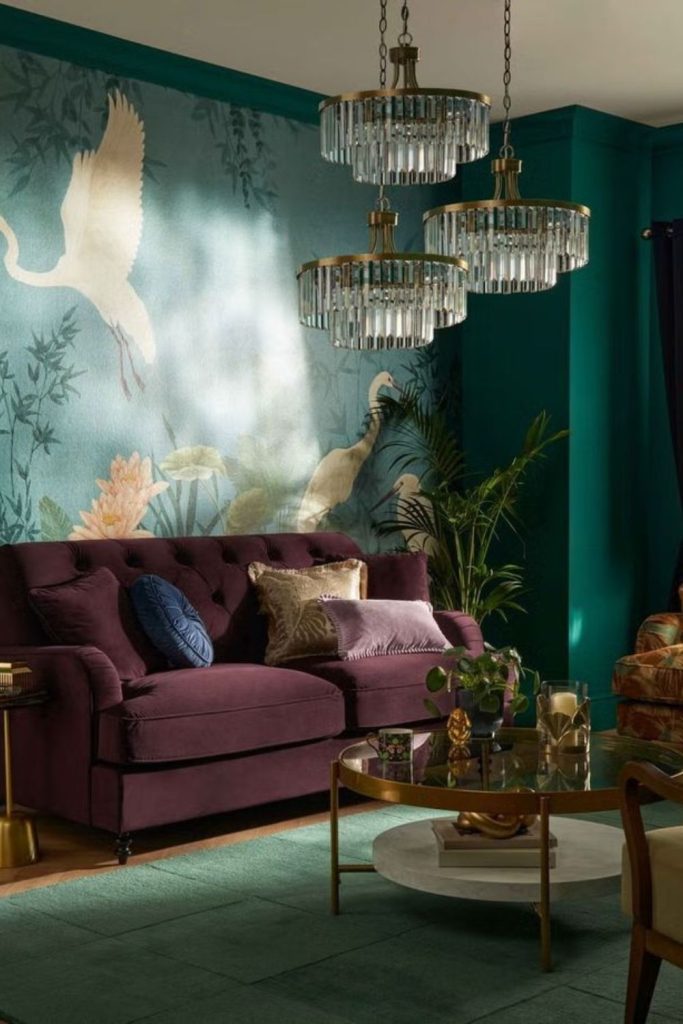 Icy panels cushions glass orbs rugs shelves