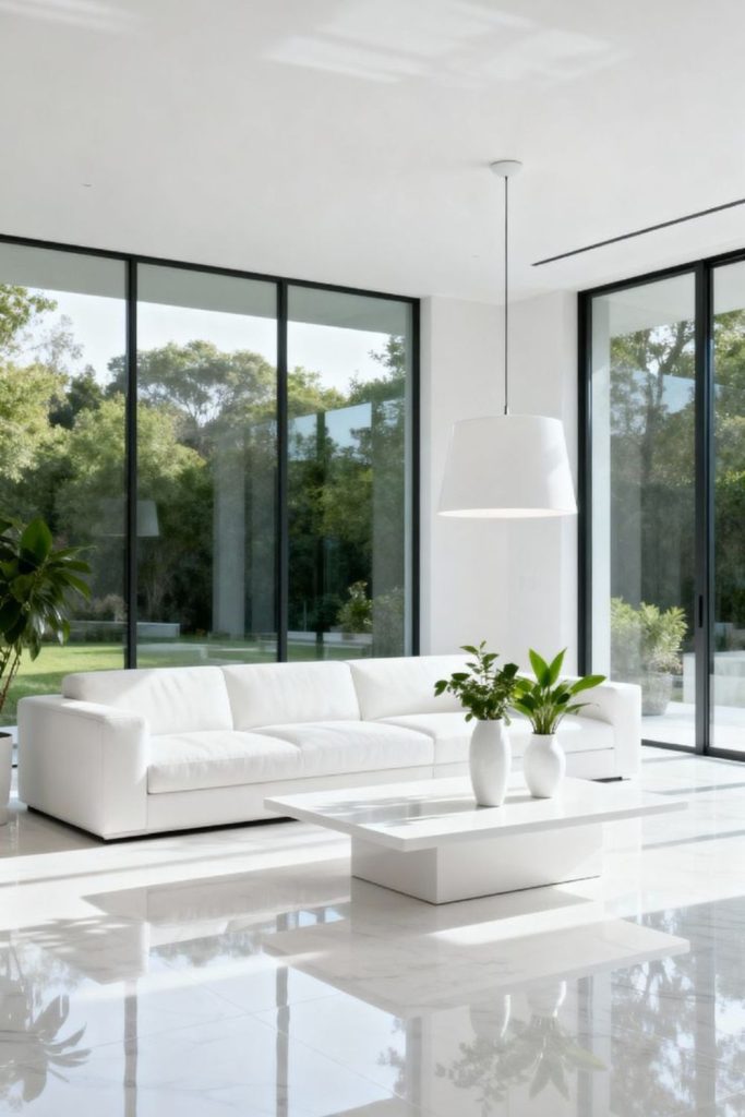 Polished floors subtle soft interior