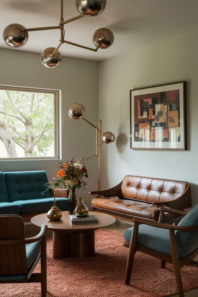 Retro future chaotic midcentury lounge