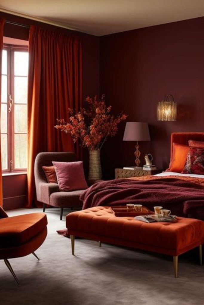 Garnet-toned burgundy retreat with warmth.