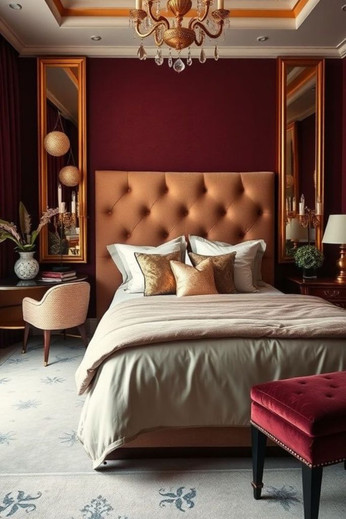 Gilded Lotus Retreat elegant gold bedroom decor