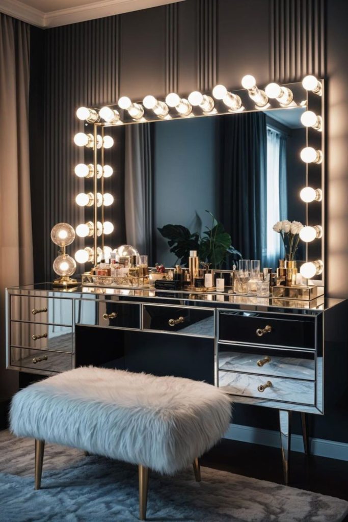 Edgy glam rock styled vanity