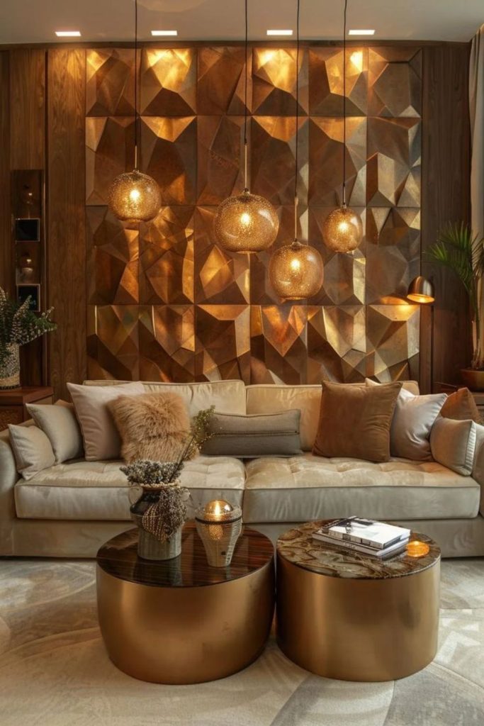 Amber-toned lounge with warm lighting