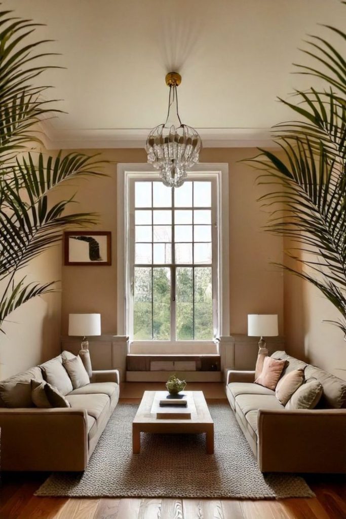 Sunlit living room with warm tones.