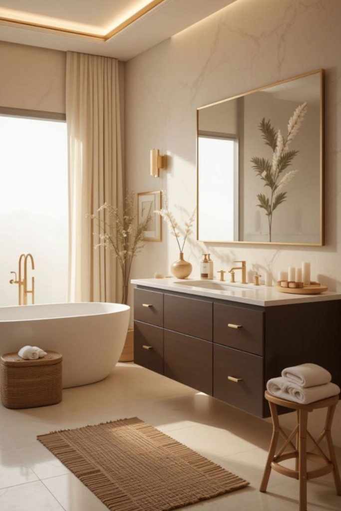 Warm golden hour cozy vanity