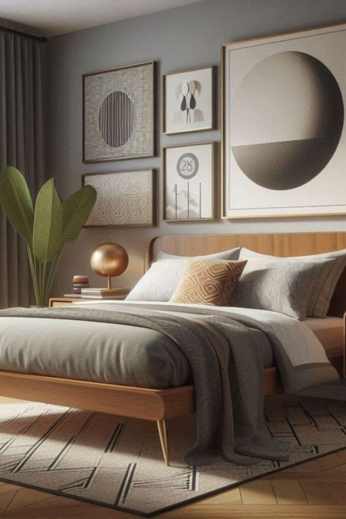 Graphite accent mid century bedroom style