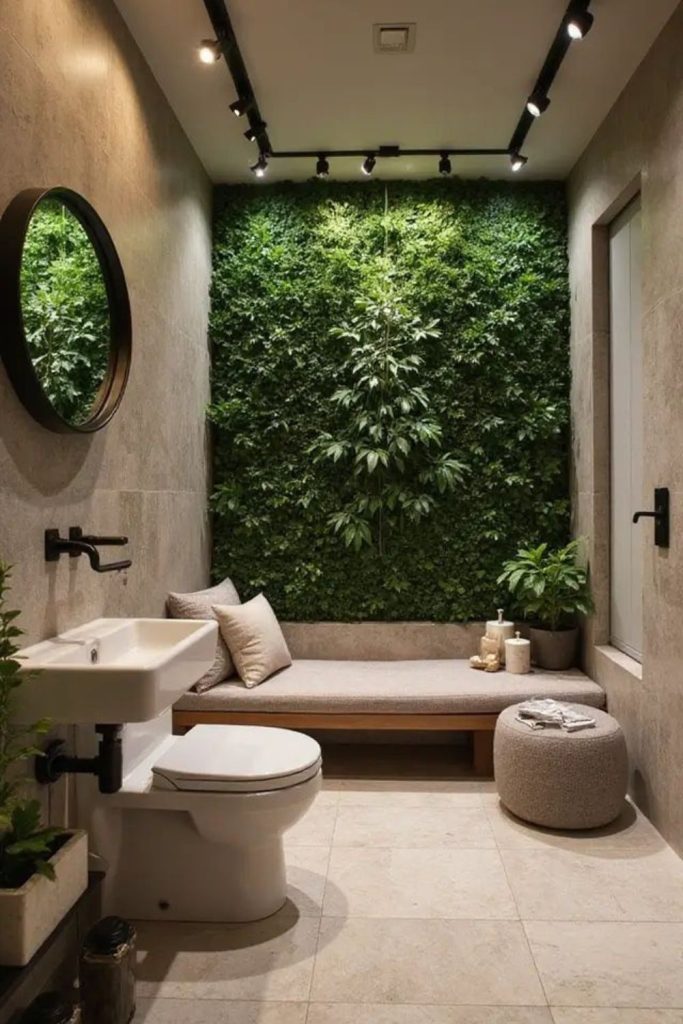 Indoor plant small bathroom oasis