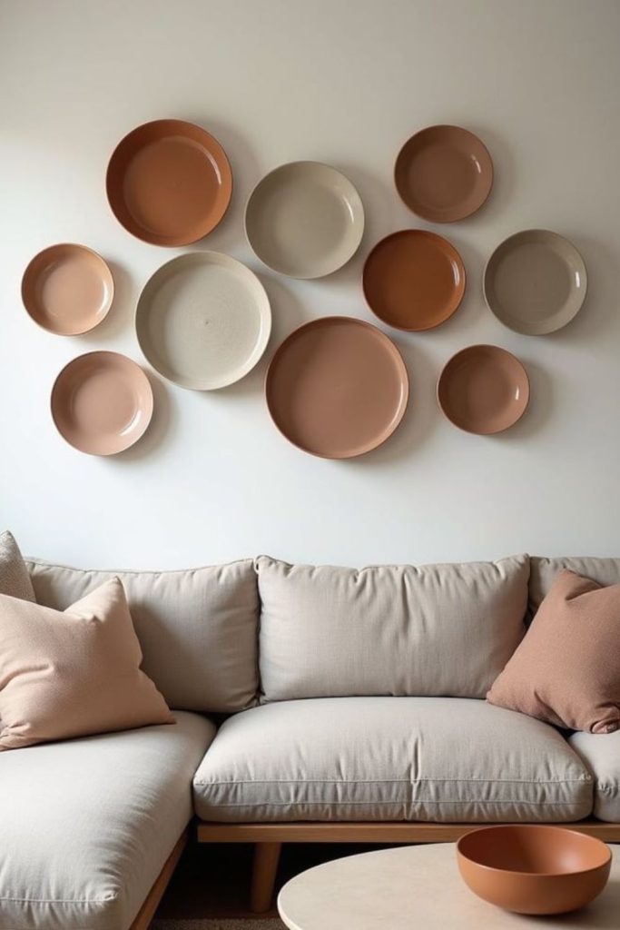Clay discs suspended in mobile-like display
