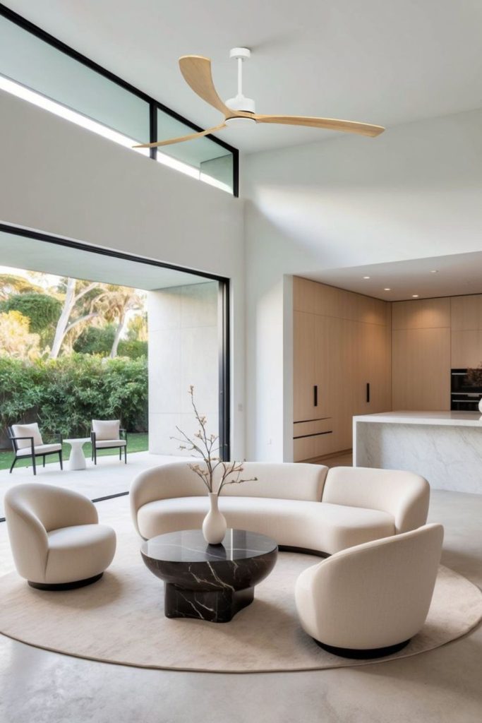 Rounded seating airy bright space