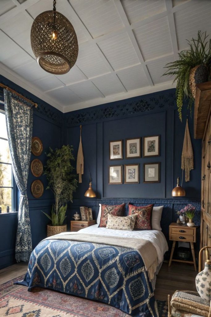 Deep indigo whimsical farmhouse nook