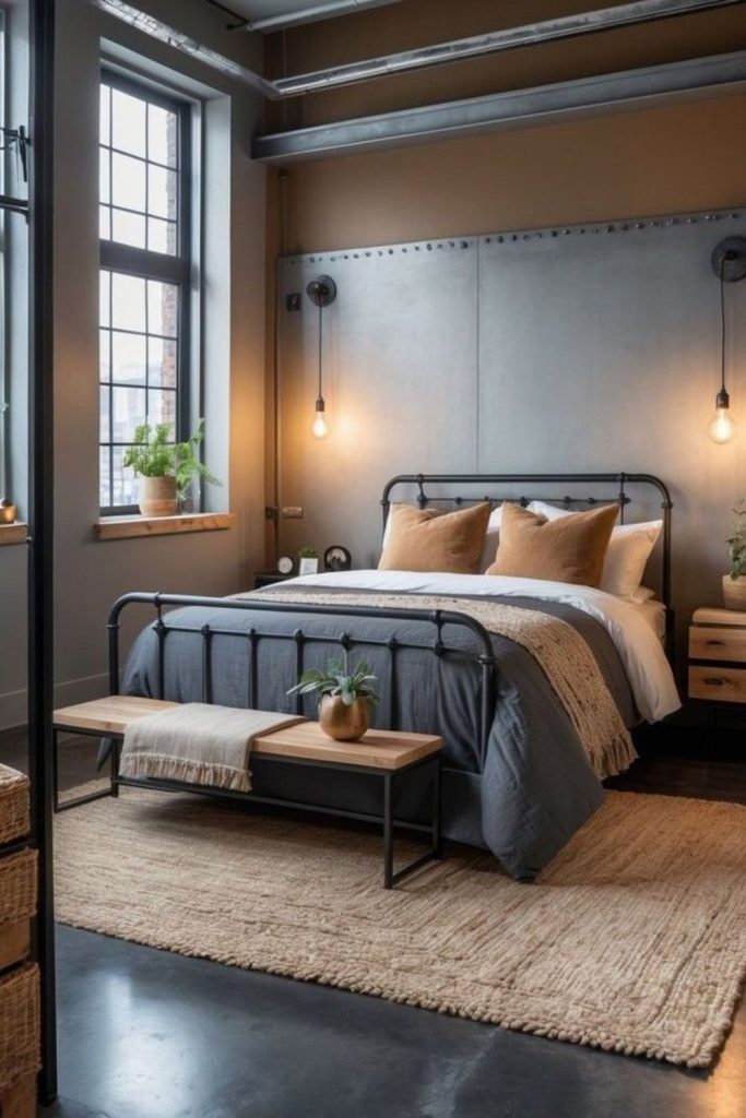 Urban industrial bedding with gray tones