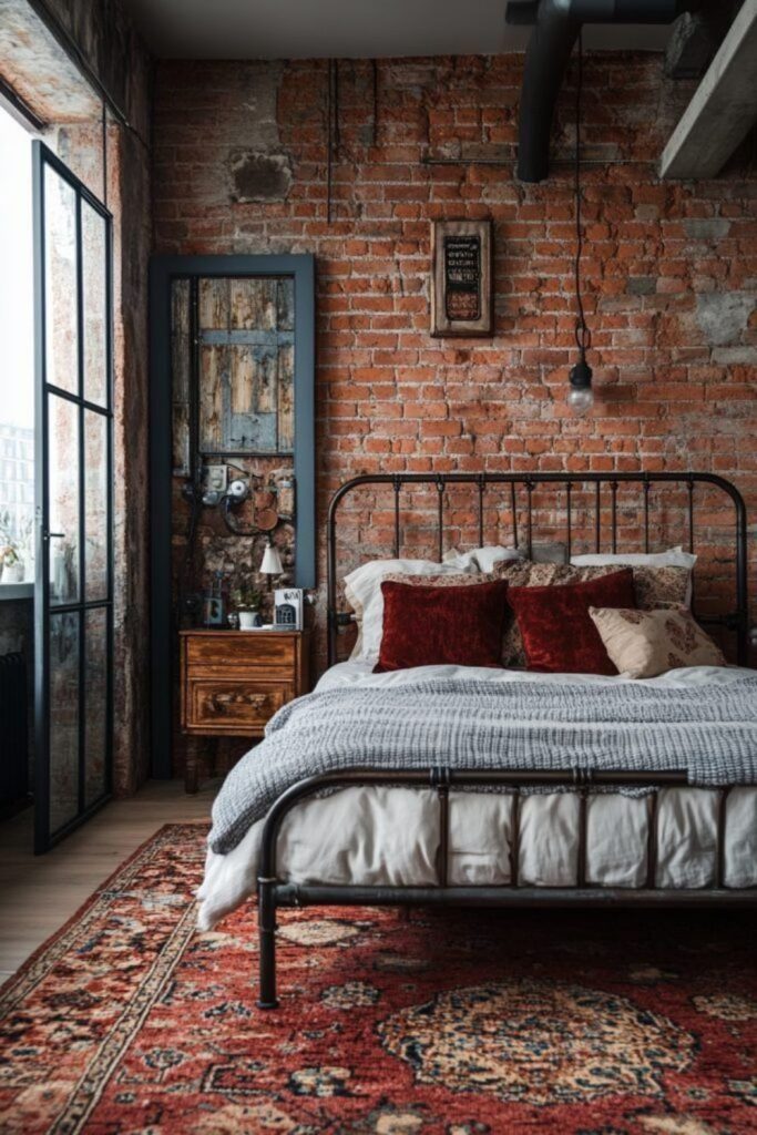 Urban industrial metal exposed brick