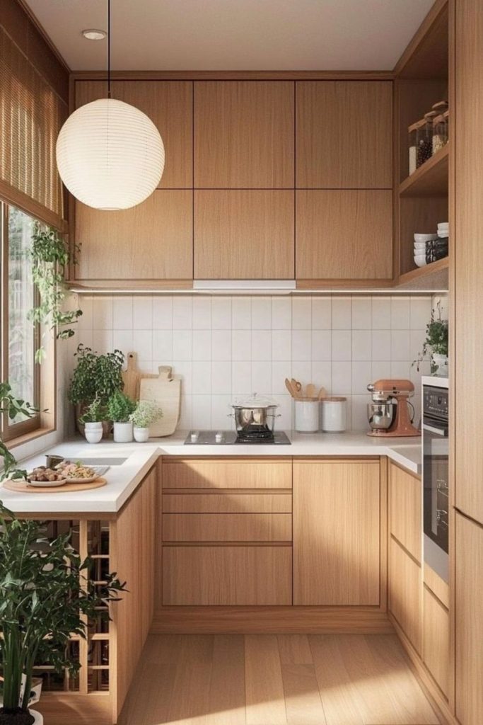Minimalist Japandi design in small kitchen