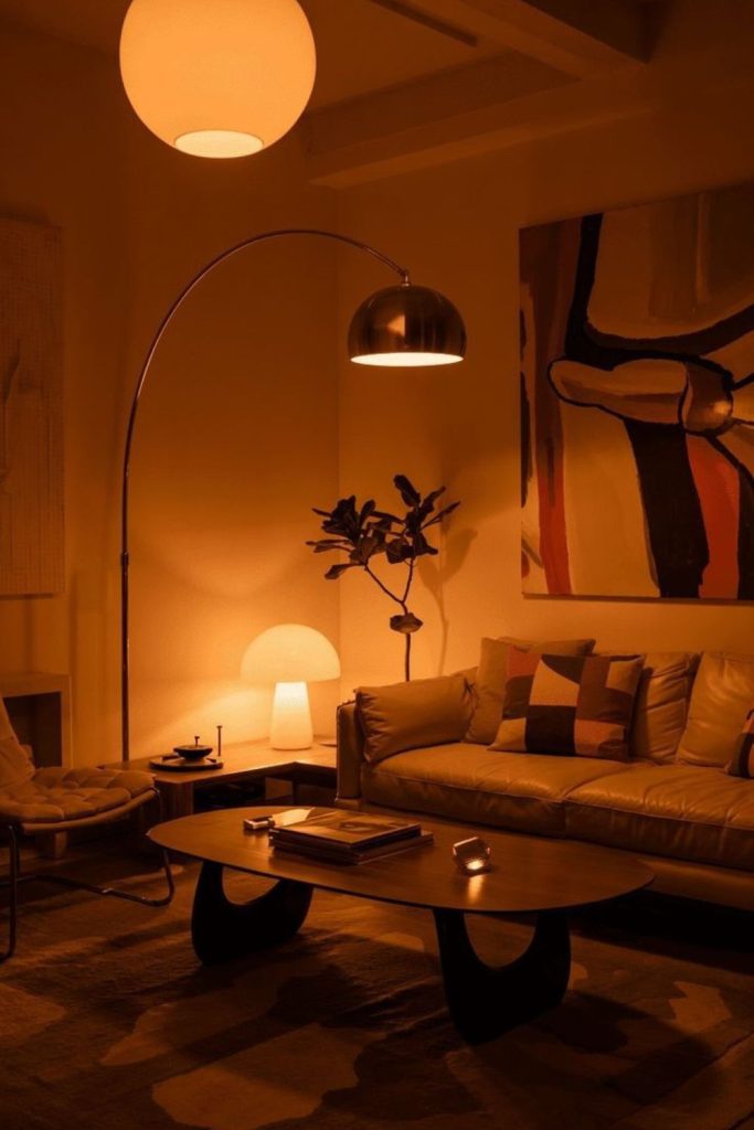 Lava lamp inspired retro living room