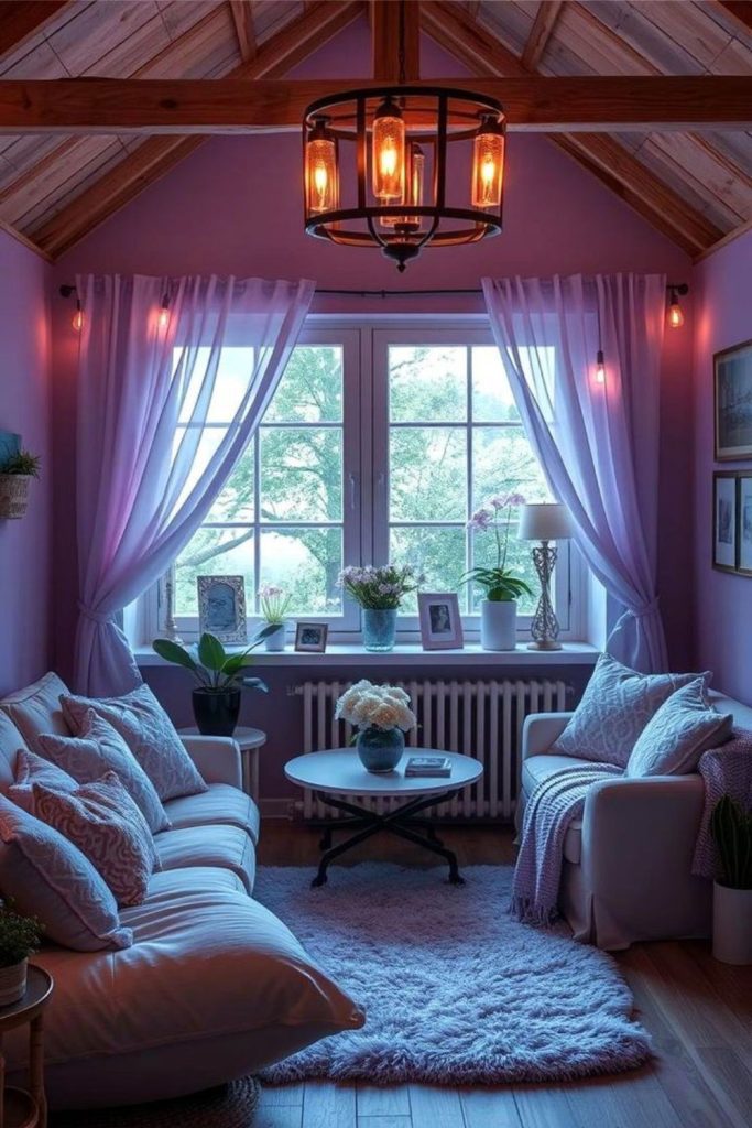 Lavender walls calm gentle ambiance