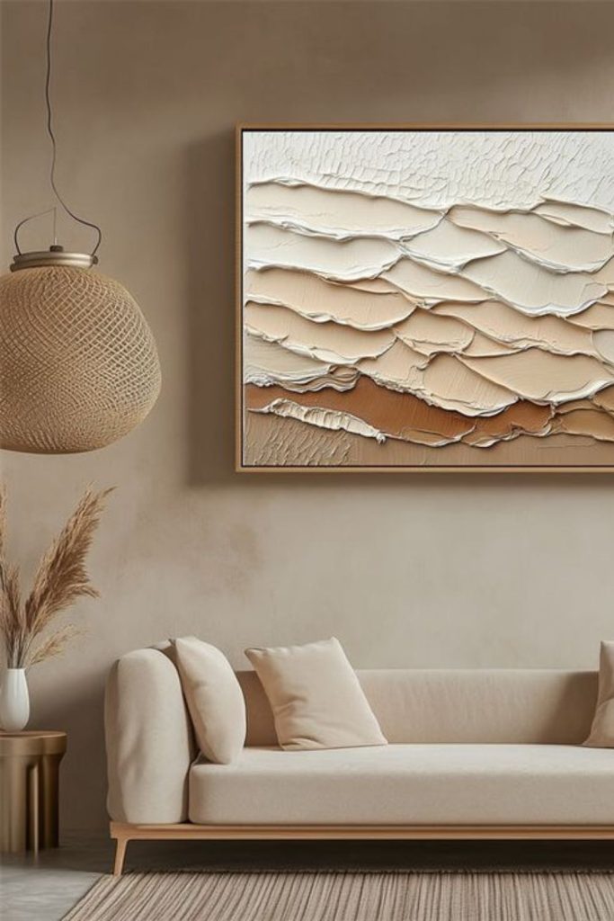 Overlapping canvases creating abstract wall tension