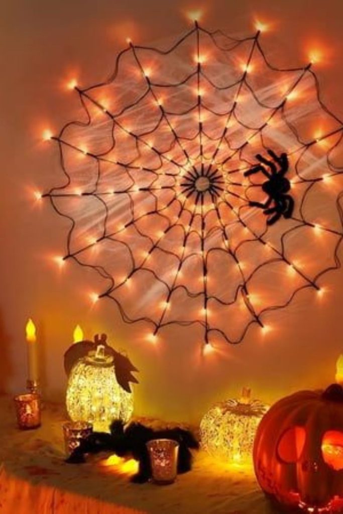 LED threads woven into glowing abstract web