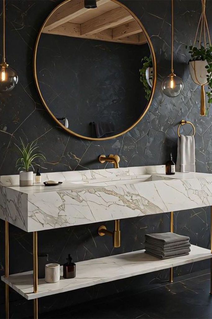 Marble surface luxurious vanity setup