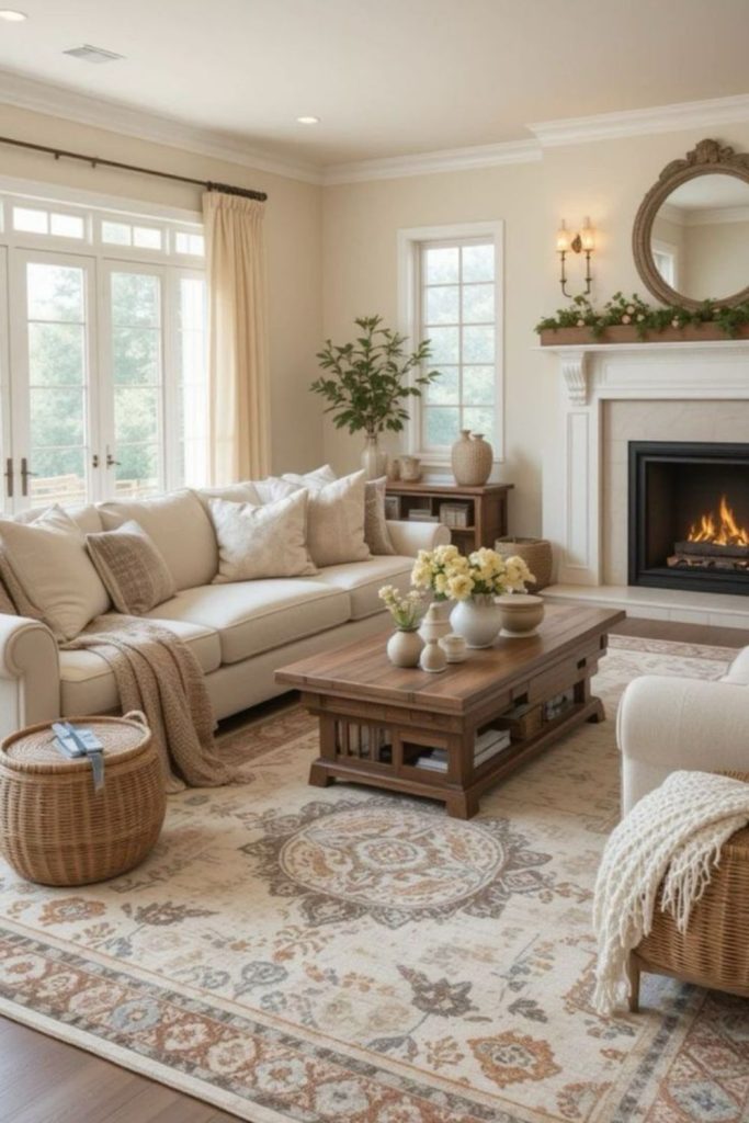Meadowlit rustic cozy living space
