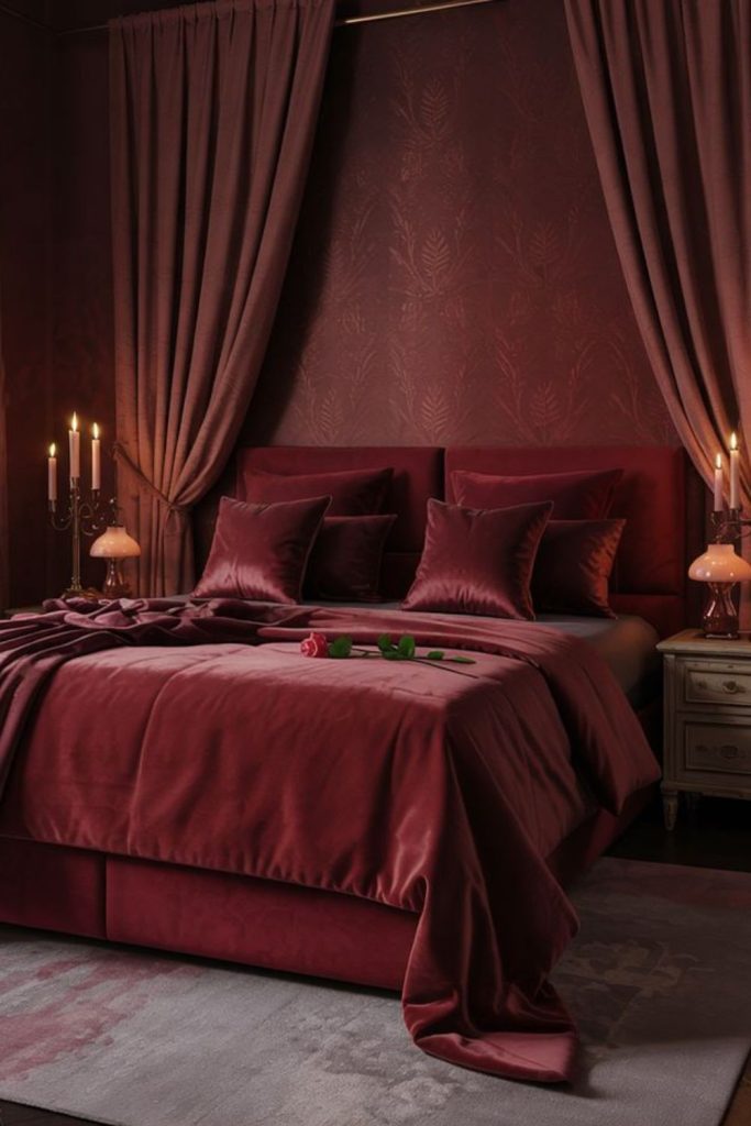 Merlot serene warm inviting bedroom