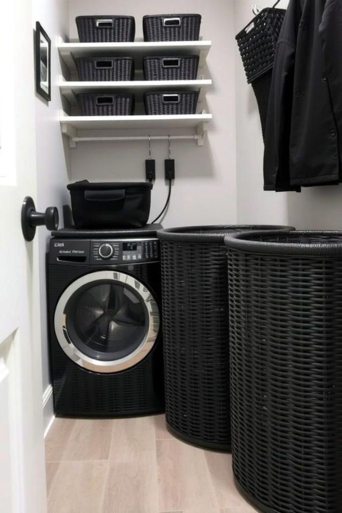 Stainless steel black baskets industrial modern