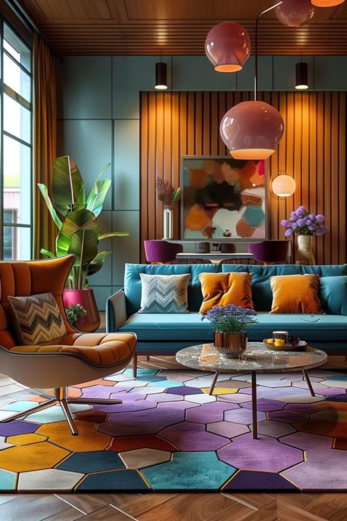 Glamorous midcentury casino inspired lounge