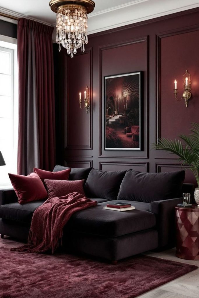 Dark berry burgundy hideaway with mood.