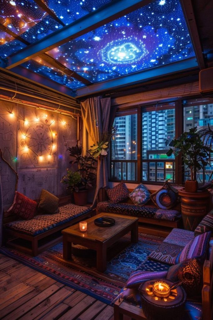 Dark walls reflective quiet meditation