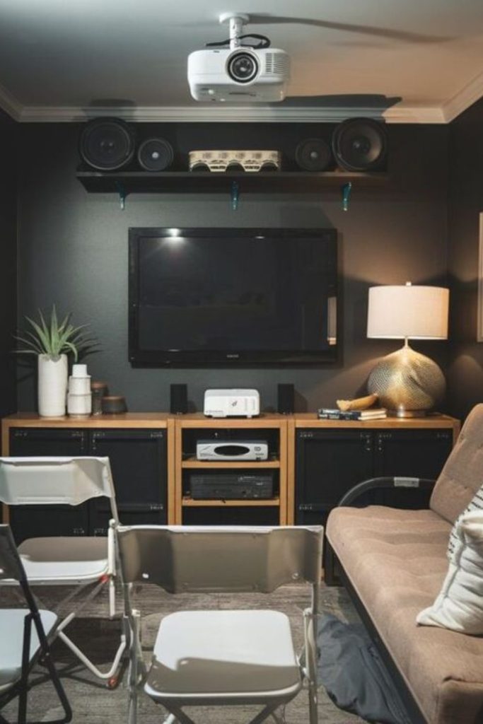 Compact apartment transforms into theater