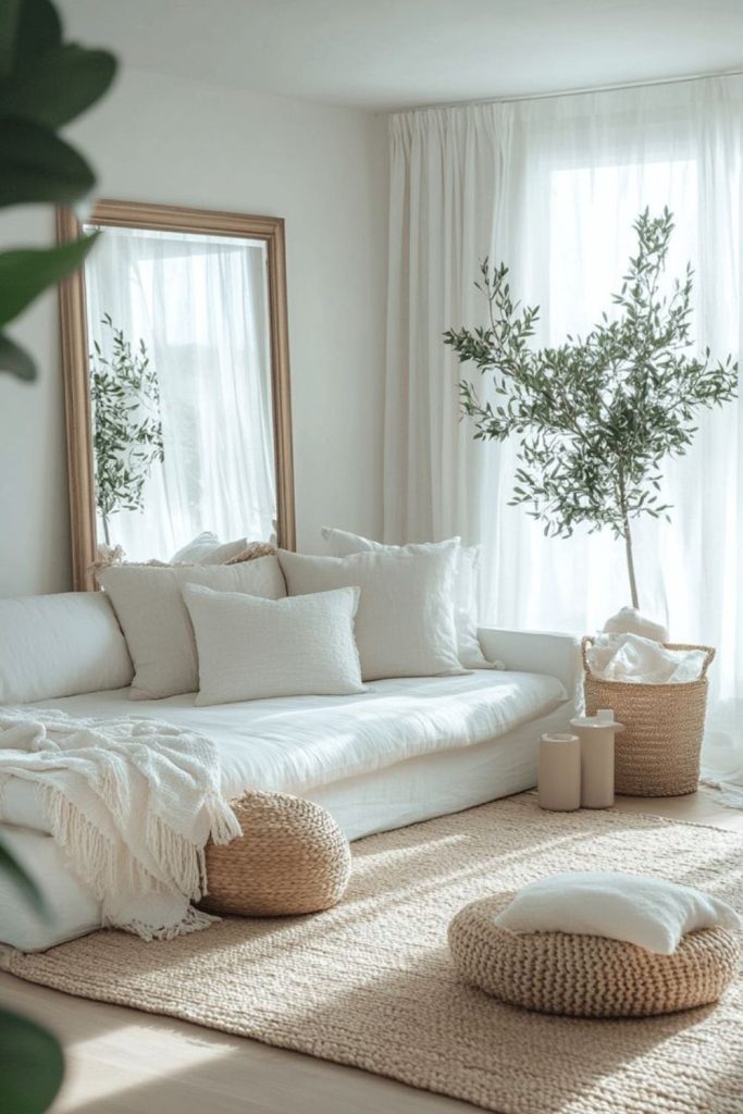 Minimalist clean white cozy space