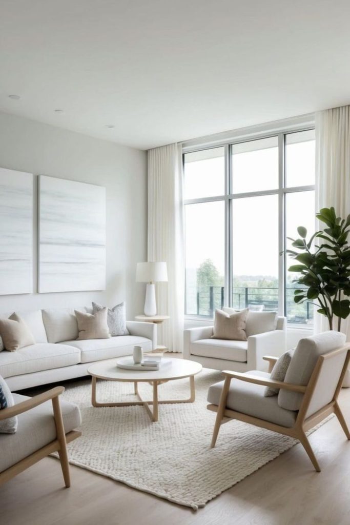 White linen serene relaxing space