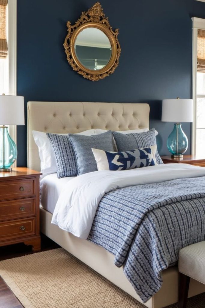 Pale blue-gray serene bedroom