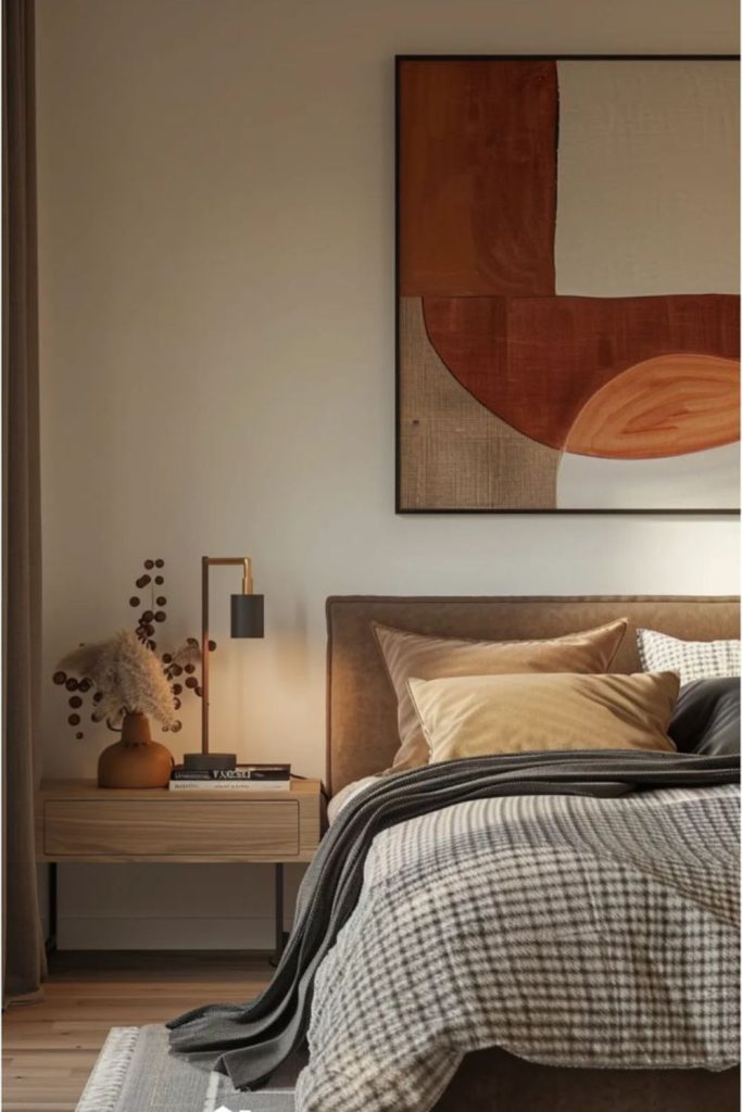 Sculptural mid century modern bedroom