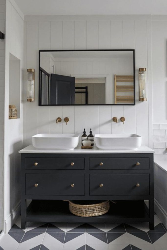 Black and white modern vanity