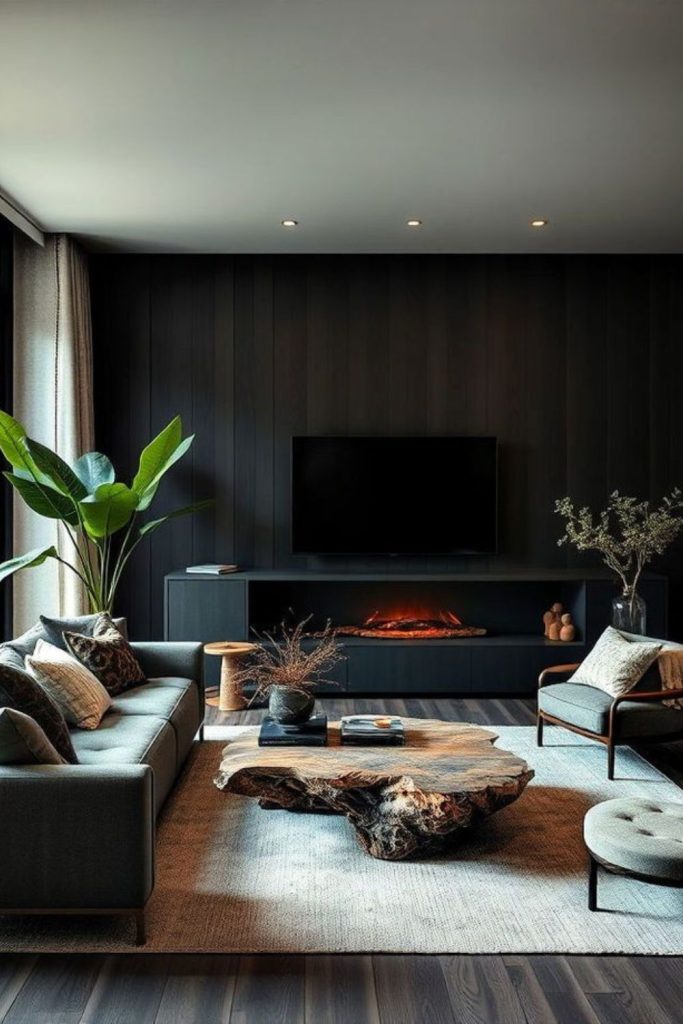 Gray reflective lounge with soft lighting