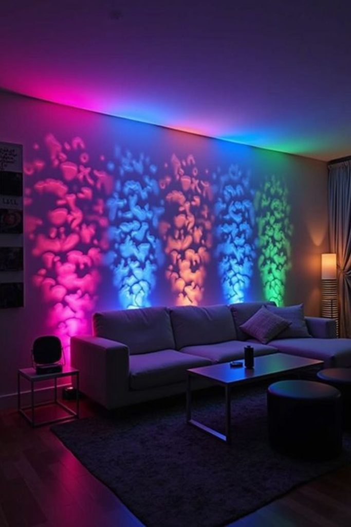 Twisting neon tubes forming abstract light