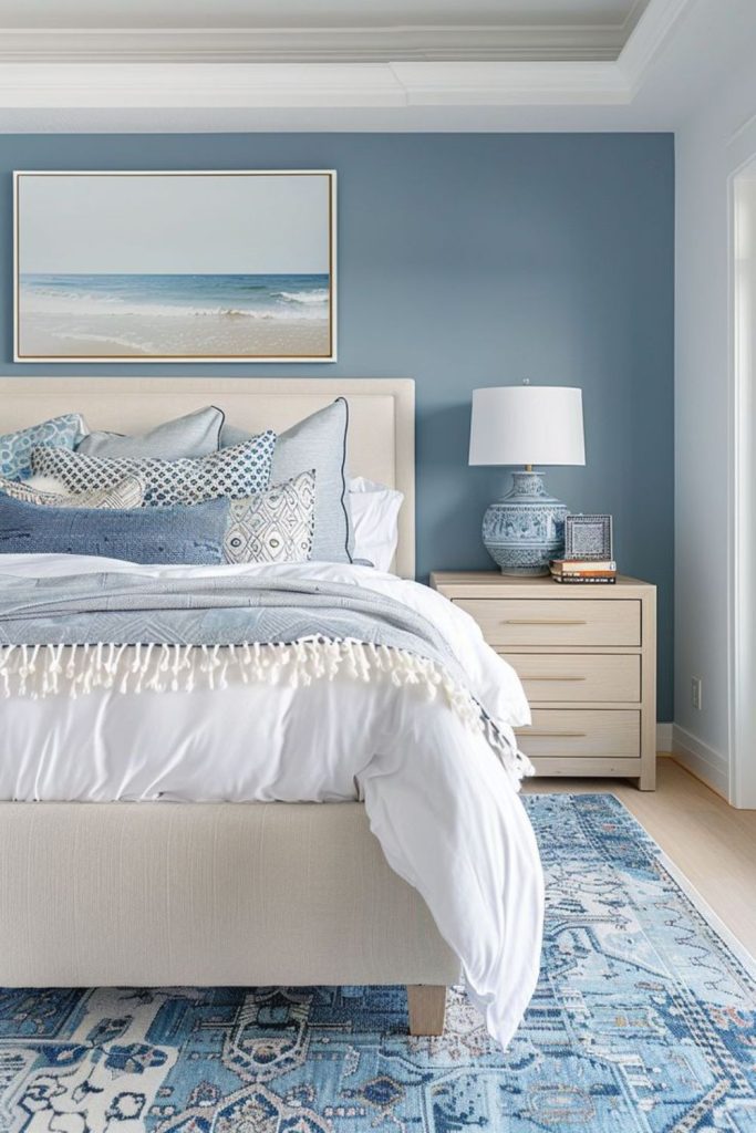 Ocean-inspired bedding with waves and aqua