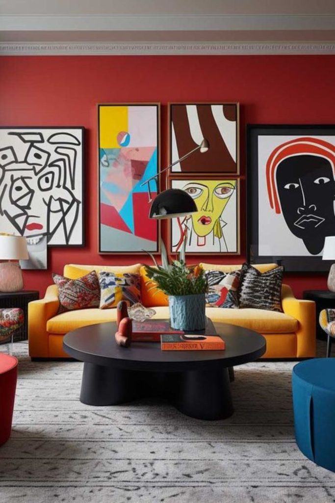 Op art inspired midcentury interior