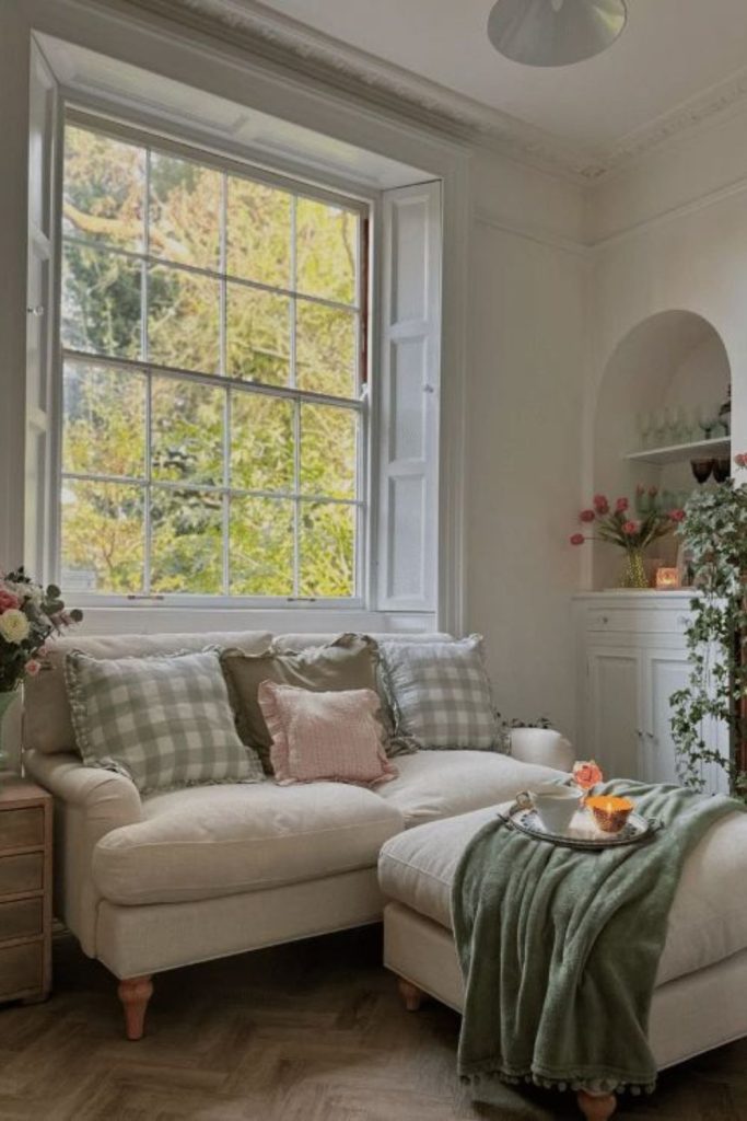 Country living room with orchard