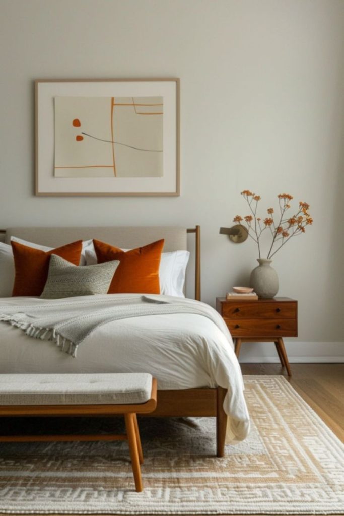 Light wood mid century bedroom decor