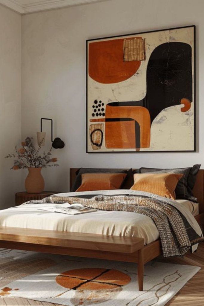 Pebble neutral mid century bedroom design