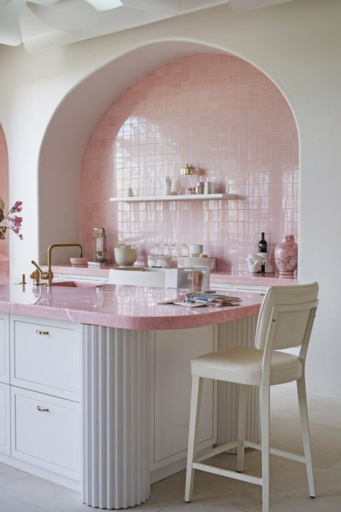 Cozy pink kitchen corner nook