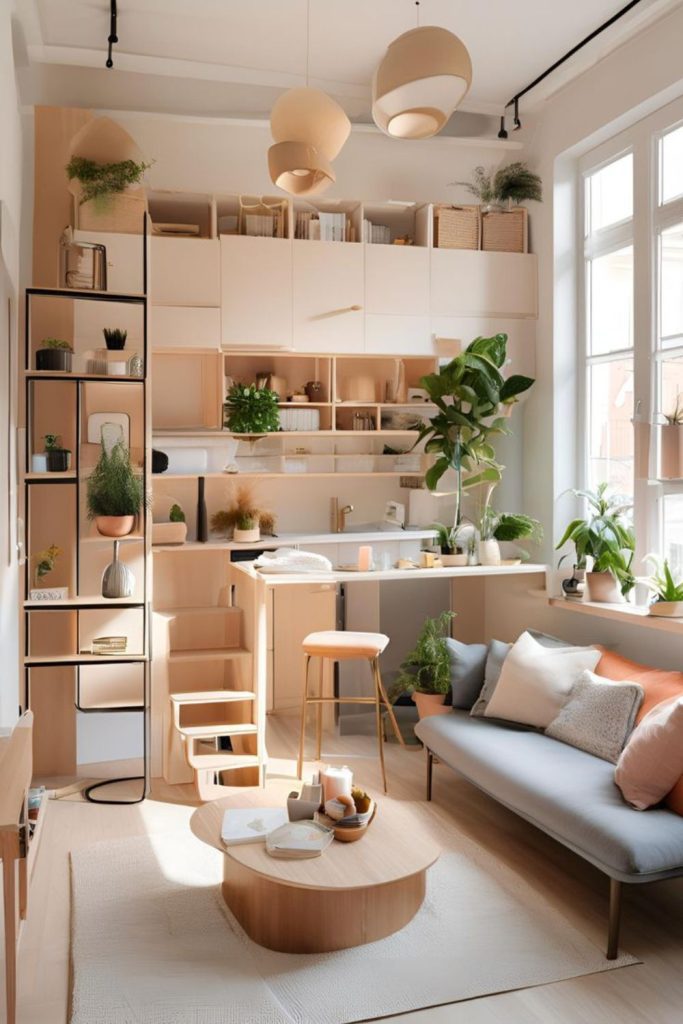 Indoor plants maximize compact apartment